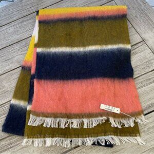 Madewell Bold Stripe Sweet Dahlia Super Soft & Fuzzy Wrap Scarf NWT